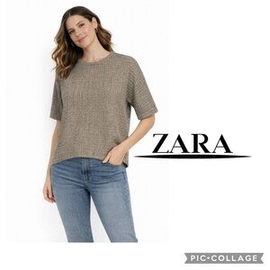 NWT Zara size S Gold textured top